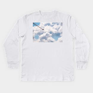 Biplane Flying into the Clouds Kids Long Sleeve T-Shirt